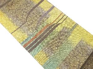 紙布引箔変わり横段に花唐草模様織出し袋帯